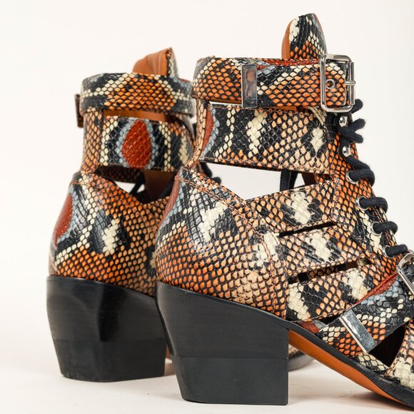 Chloe Rylee Multicolor Purple Python-Print Leather Ankle Boots - Picture 8 of 10